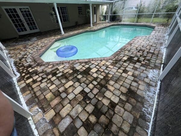Pressure Washing Pool Deck Pavers